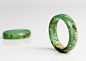 jade green with gold leaf size 7.5 thin multifaceted eco resin stacking ring

#手工# #树脂# #金箔#@北坤人素材