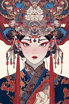 国粹旦角人物形象插画