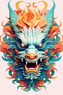 AI数字艺术龙年卡通中国龙插画元素-众图网