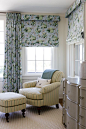 Stunning floral window treatments in this Nantucket bedroom SLC INTERIORS - Interior Design - Nantucket, MA