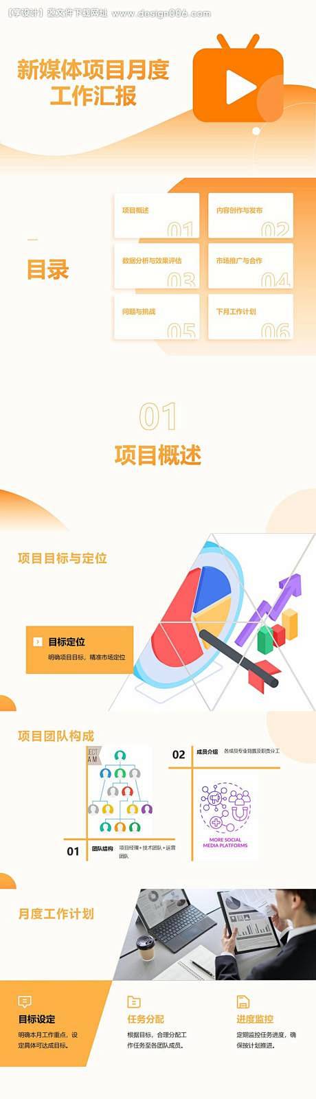 源文件下载【新媒体项目月度工作汇报PPT...