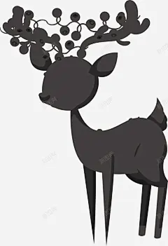 黑灰色的梅花鹿剪影高清素材 设计图片 免费下载 页面网页 平面电商 创意素材 png素材