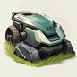 This contains an image of: lawn mower robot design Florian Mack // A.I. driven design
