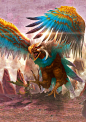 【鹏鸟】又叫金翅大鹏鸟，古神话传说中最大的一种鸟，是世界许多传说中奇大无比的神鸟，由鲲变化而成。