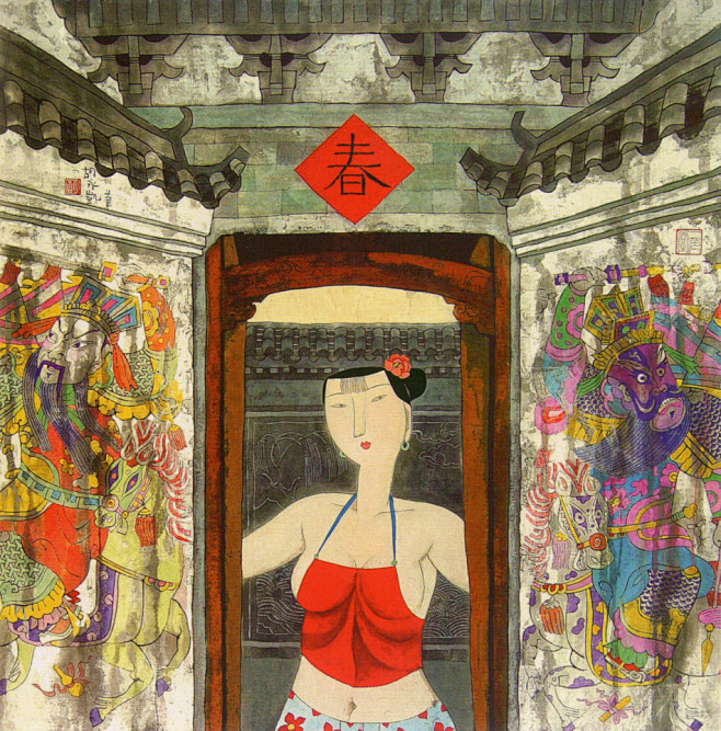 画家胡永凯的重彩人物画欣赏春