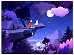 夜插图满天星斗的天空 _插画-肌理采下来 #率叶插件，让花瓣网更好用#