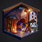 3D bedroom blender children bedroom cozy ILLUSTRATION  Isometric Magical room tutorial