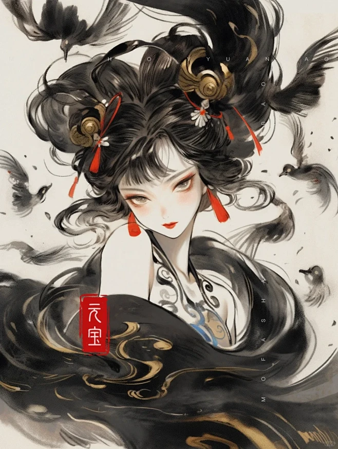 山海有灵 ️三足金乌图片_金乌 鸟元素羽毛等元素图片素材-花瓣网