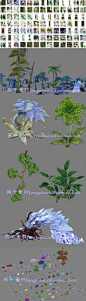 游戏植物资源 页游端游场景3D简模花 草树木max模型贴图素材集合-淘宝网