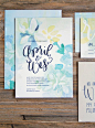 Watercolor Wedding Invitation Suite Custom Invites by Makewells