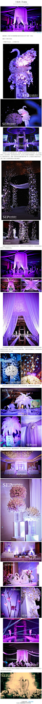【天鹅梦--Ti Amo】两位新人都姓张，都是字母‘Z’开头，就像一对相对而站深情对望的天鹅一样。正巧新娘又很喜欢羽毛的元素。于是便有了这场美轮美奂的天鹅主题婚礼。详细内容请点:http://t.cn/zRxPDsJ 感谢北京合作伙伴@九月婚礼策划馆 的分享
