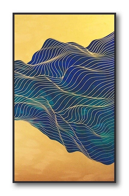 手绘油画金色梯田立体金线6457717