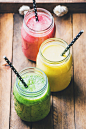 Freshly blended fruit smoothies of various colors and tastes by Anna Ivanova on 500px