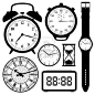 Clock And Watch Collection Black And White 免版税剪贴画，向量插图和股票. Image 10028014.