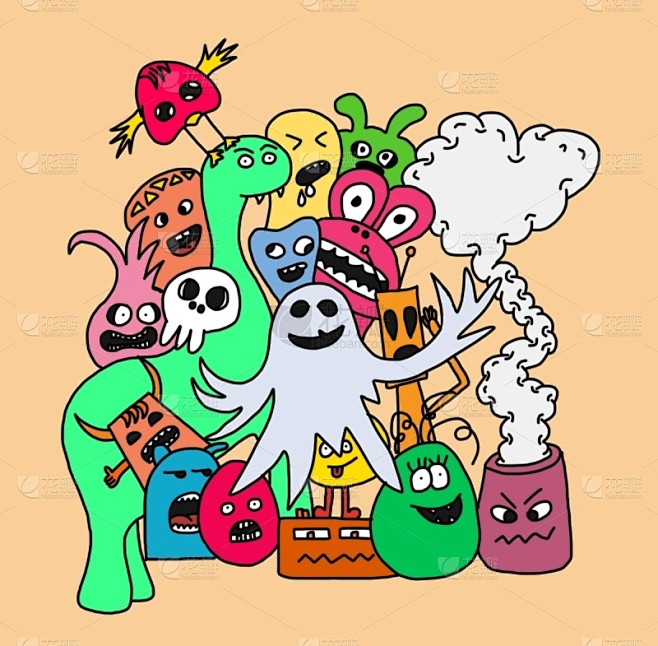 怪物,幽默,贺卡,可爱的,幻想,基因突变...