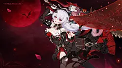 动漫 1778x1000 Theresa Apocalypse Honkai Impact 3rd looking at viewer 德古拉 视频游戏角色 动漫女孩 红眼睛 花瓣 月亮 红月亮 长发 耳环 武器 连衣裙 丝袜 崩坏 Impact