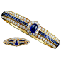 VAN CLEEF & ARPELS Diamond Sapphire Bangle & Pin