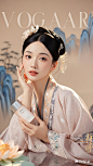 杂志封面，医美海报，新中式，东方美学，梦幻，东方美女，国风元素，大师级构图，中国风，抗衰，美容，美业，电影构图，景深，米粉色色调，产品展示 (2)