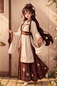 古风唯美卡通汉服女生人物插画
