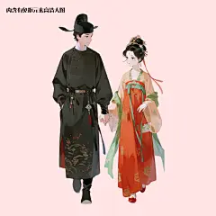古风插画情侣免抠元素(点击左下角下载源文件)