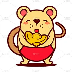 可爱的,春节,铸锭,吉祥物,黄金,矢量,老鼠,鼠年,运送