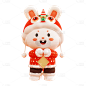 3D兔年春节兔子元素-拜年
