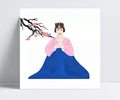 行礼仪的韩服少女韩国人物插画|PSD分层素材,PSD素材,绘画设计,卡通人物,漫画人物,人物插画,矢量人物,手绘人物,水彩插画,卡通人物,PSD分层素材,PSD素材