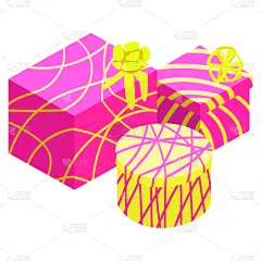 三维图形,绘画插图,包装纸,矢量,三个物体,太阳镜,黄色,粉色,请柬,事件