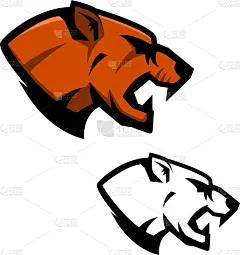 美洲狮,模板,吉祥物,运动,动物头,黑色,野生动物,狮子,设计