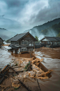自然灾难雨季水灾图片