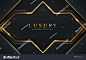 background luxury VIP 3d abstract modern and dark black color with line Gold Sparkles glitter and gradient decoration shapes geometric Polished vector , design elements