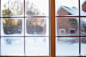 窗户 雪景 积雪 房屋 景色 美景
