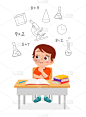 可爱的,小的,儿童,幸福,男孩,面部表情,背景,剪贴画,绘画插图,家庭作业
