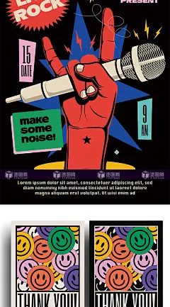 酸性嘻哈复古卡通街头购物标签贴纸音乐海报主视觉Ai矢量设计素材-淘宝网