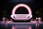 sleek black minimal interior alien design, cyber pop pastel elements, soft electronic glow --ar 3:2 --v 5.2