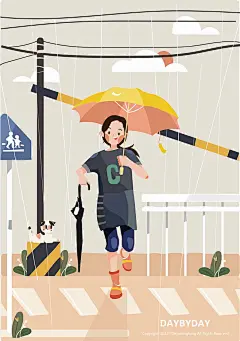 大鱼的日常插画#下雨