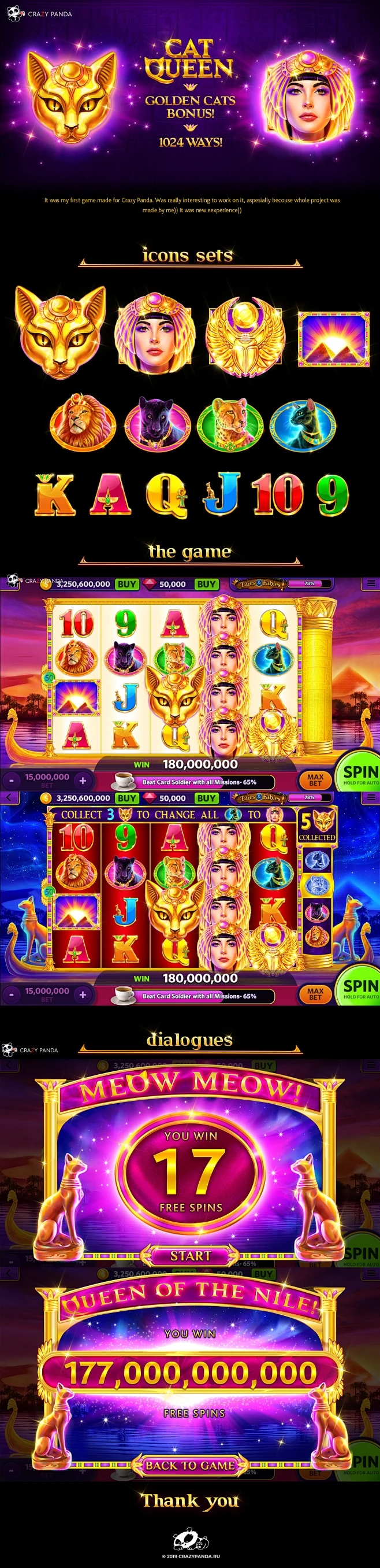 Cat Queen slot game : Slot game made for Crazy Panda-花瓣网