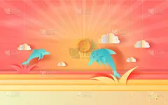 云,海豚,海景,风景,海星,船,动物,夏天,户外,跳