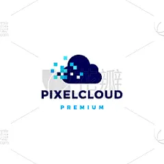 pixel cloud digital logo icon