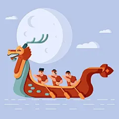 端午节划龙舟插画矢量图设计素材