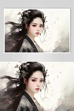AI数字艺术新中式中国风美女人物插画-众图网