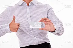 女商人的空白名片，裁剪