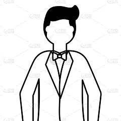 人,婚礼,新郎,扁平化设计,分离着色,可爱的,白色,丈夫,请柬,高雅