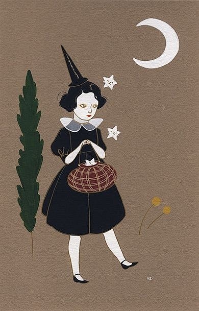 #插画狂想# 一波暗黑小魔女，by Am...