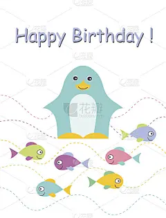 企鹅生日贺卡。
