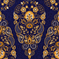 佩斯利花卉青花瓷印度泰国无缝图案和饰物元素EPS设计背景矢量-淘宝网
