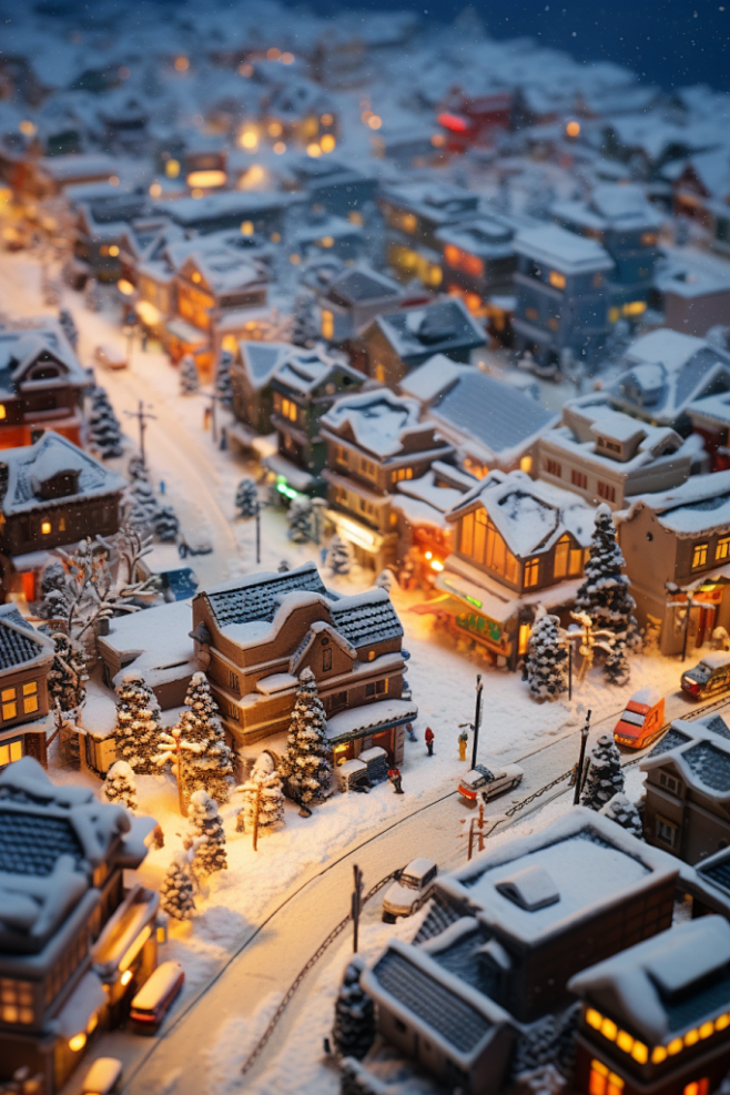 雪中城市雪景下的城市摄影图