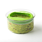 Sealing lid protects guacamole from air and prevents browning for day