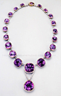 Antique Siberian amethyst and diamond necklace.    Did you know that Amethysts from Siberia have pink fire?