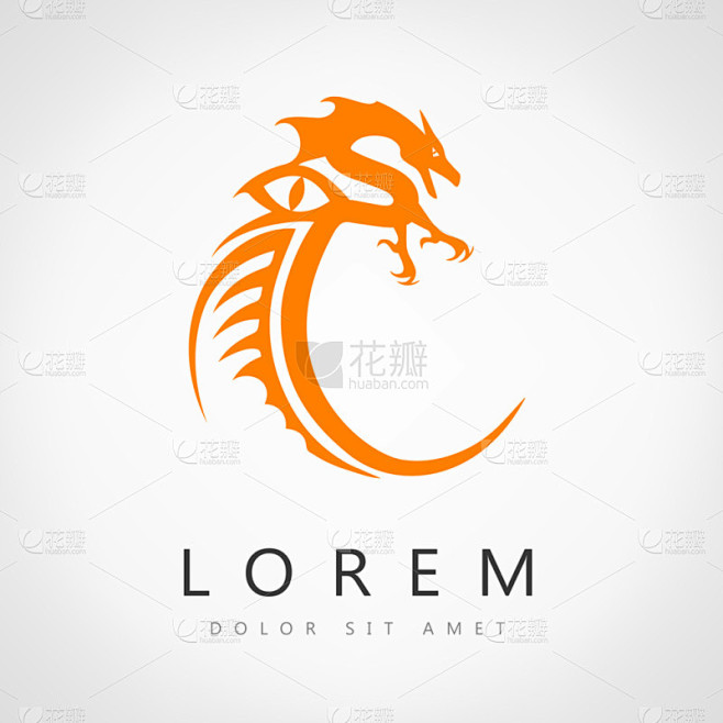 龙的标志矢量设计模板，龙图标.